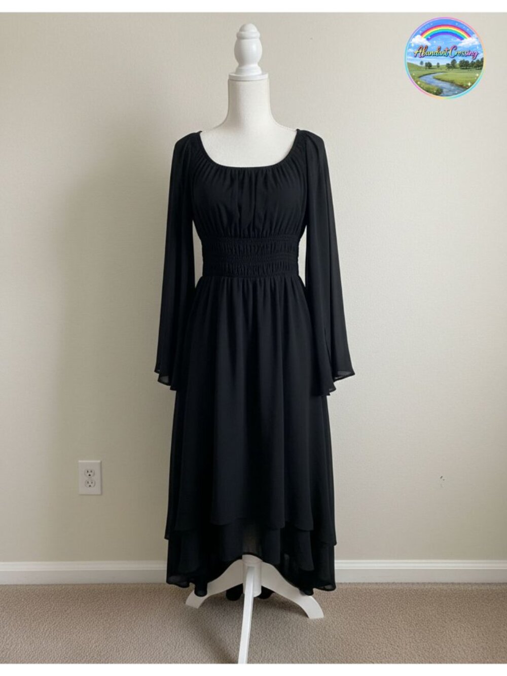 Renaissance Costume Split Sleeve Double Layer High Low Dress